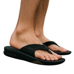 REEF Fanning‎ Men’s Sandals – Black Flip Flops w/ Bottle Opener – Size 12